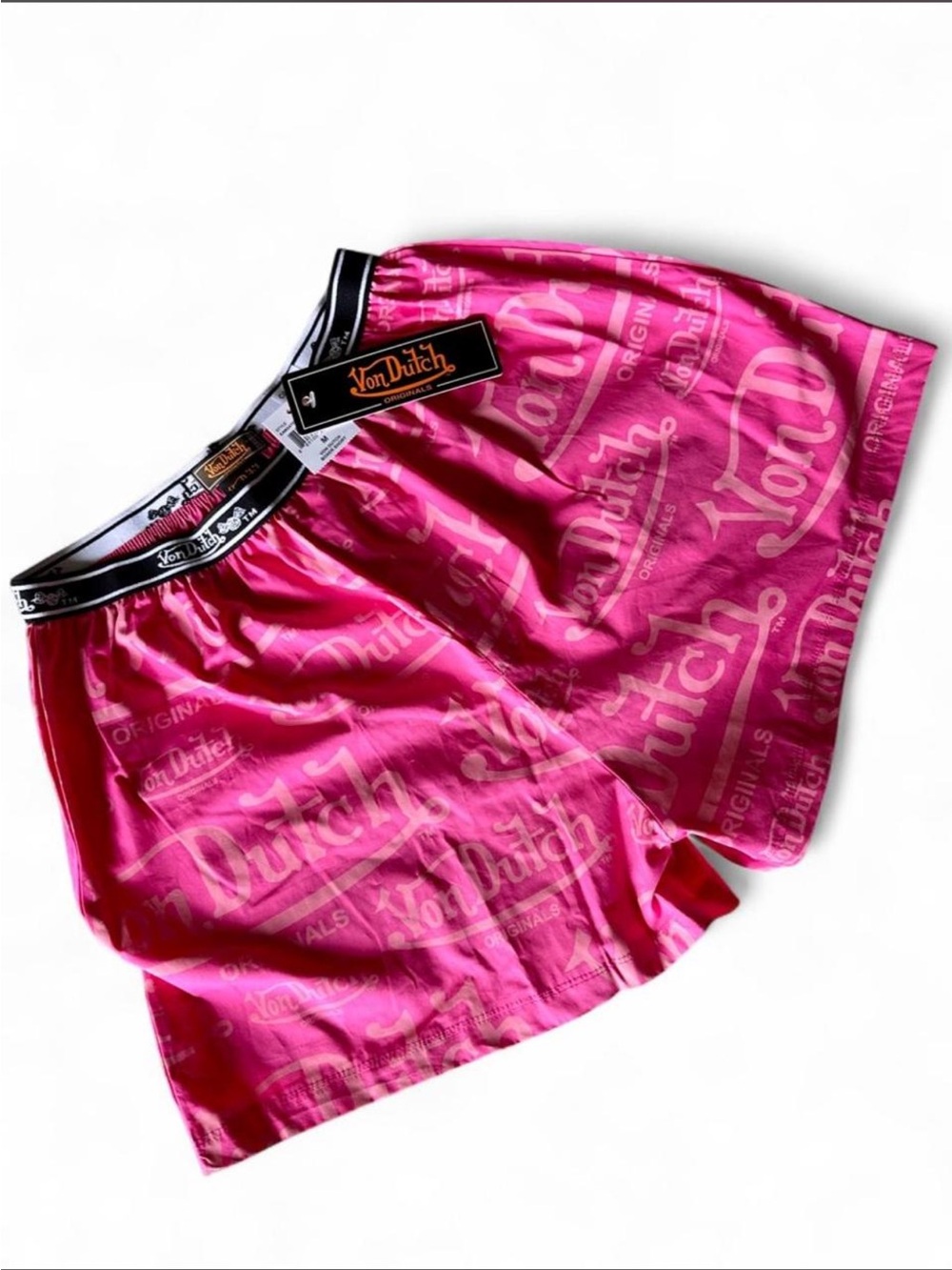 Von Dutch All-Over Logo Boxer Shorts in Hot Pink